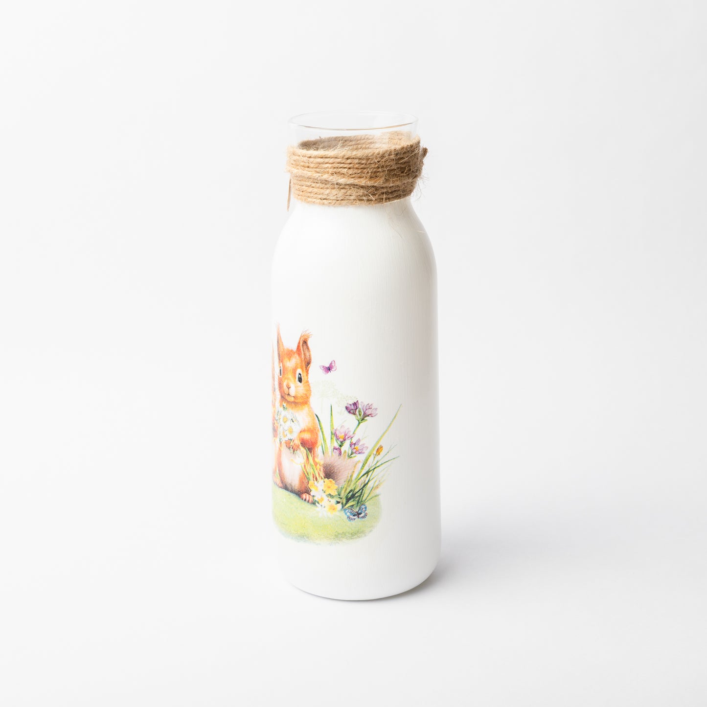 Squirrel design glass vase