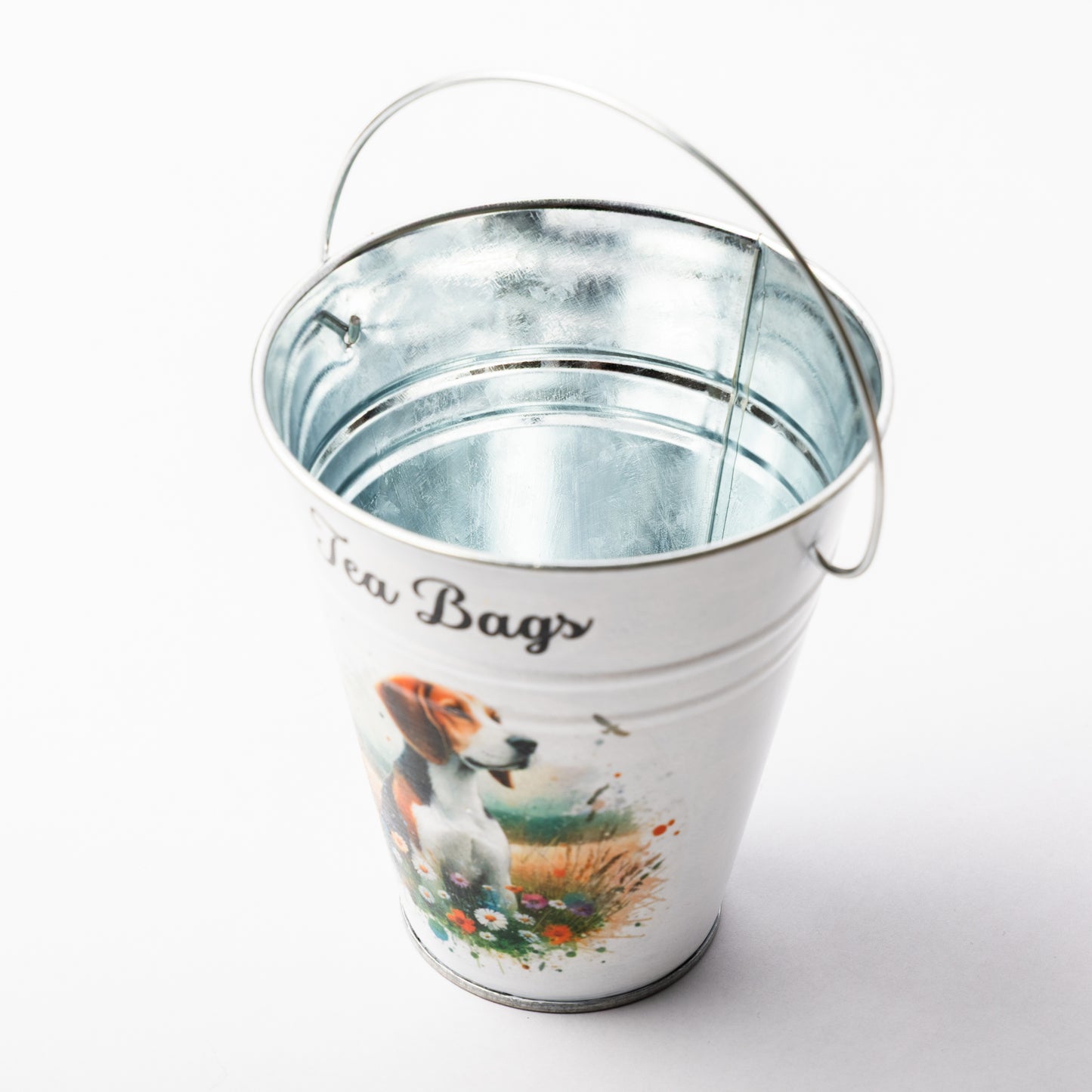 Foxhound design tea bag metal bucket
