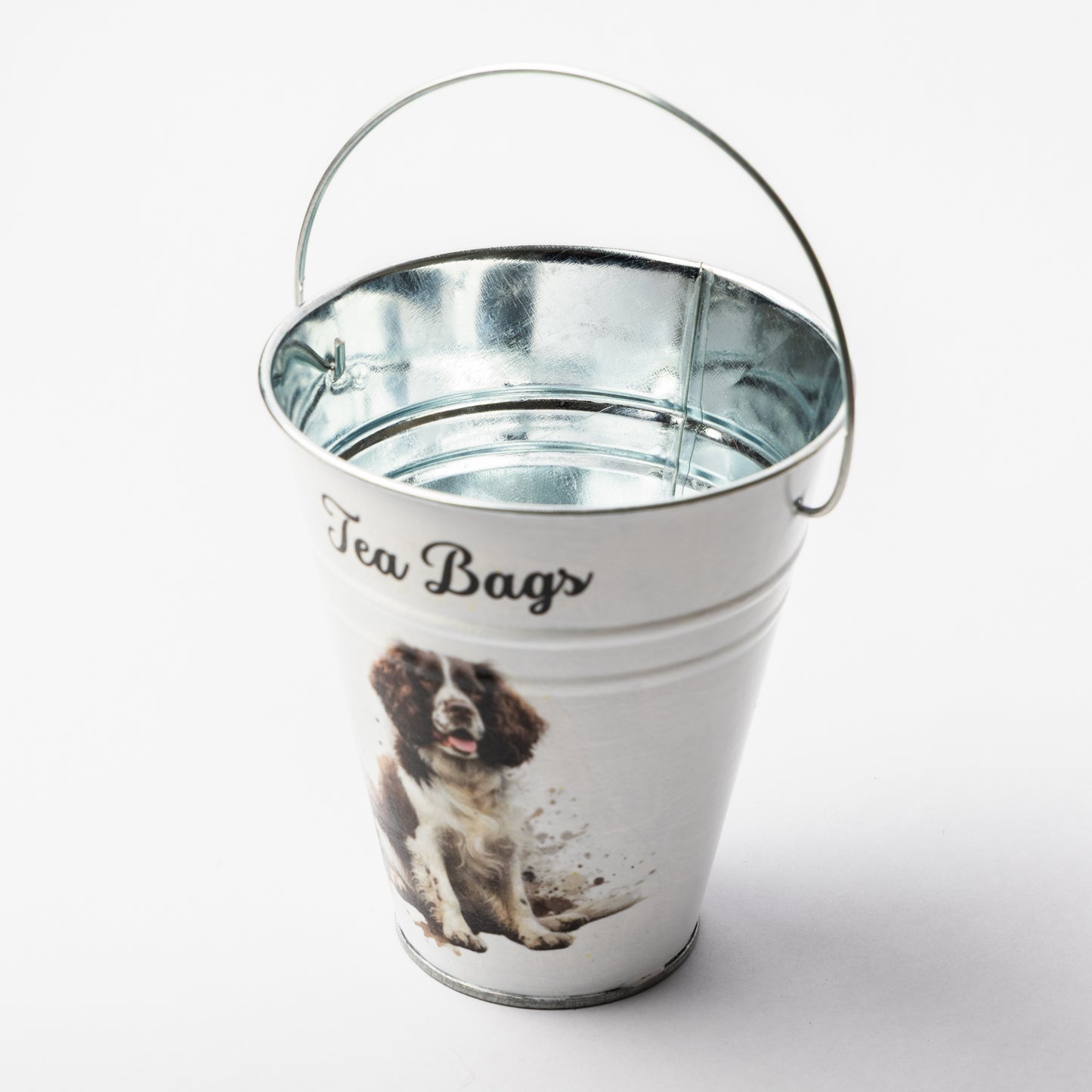 Springer Spaniel design tea bag metal bucket