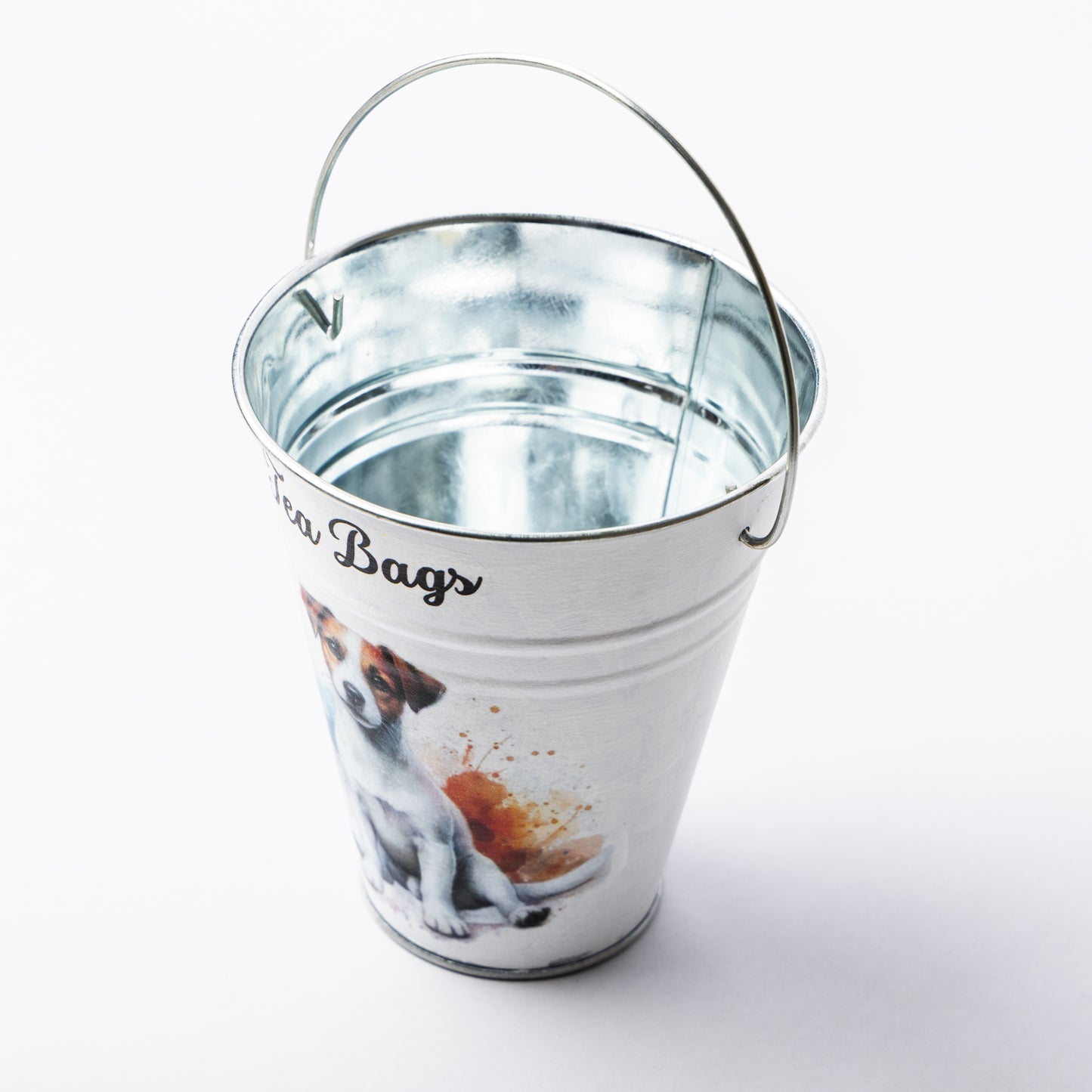 Jack Russell dog design tea bag metal bucket
