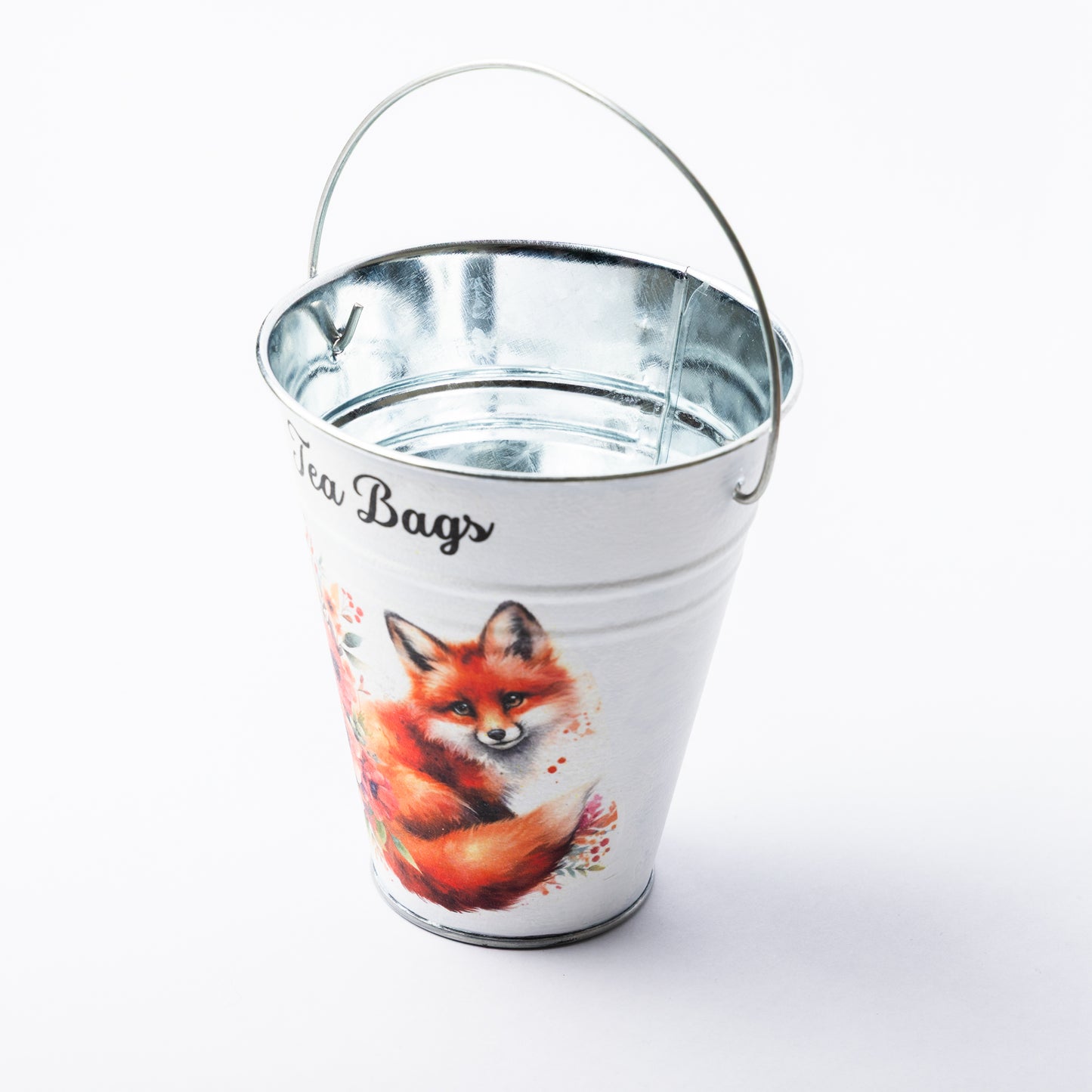 Fox design tea bag metal bucket