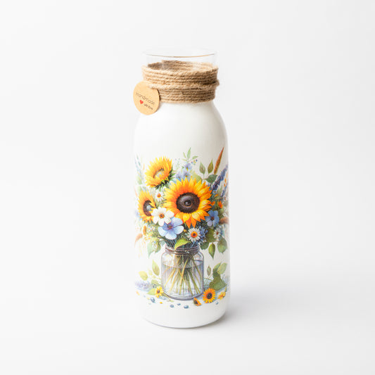 Sunflower in vase design glass vase