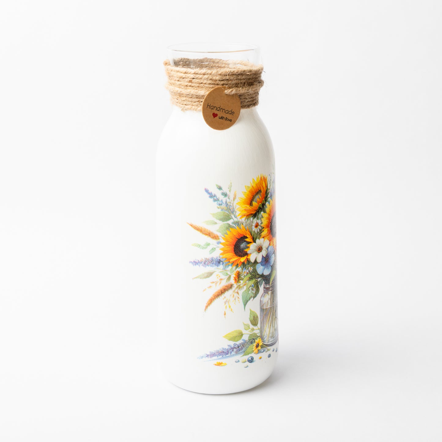 Sunflower in vase design glass vase