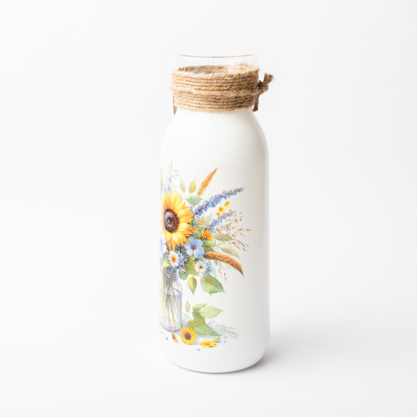 Sunflower in vase design glass vase