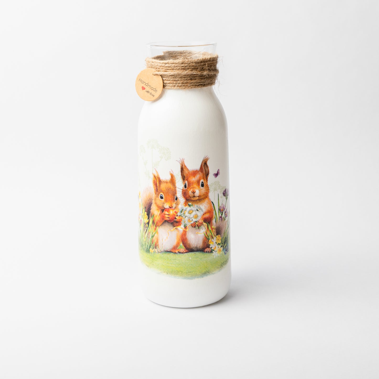 Squirrel design glass vase