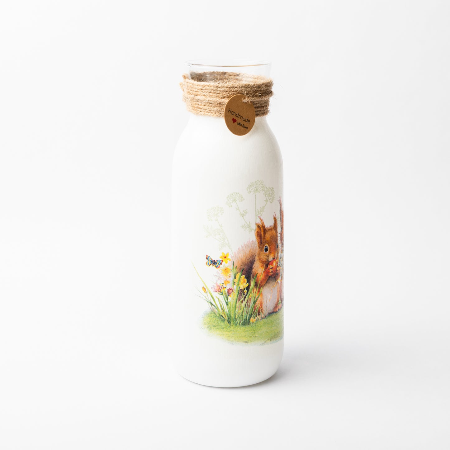 Squirrel design glass vase