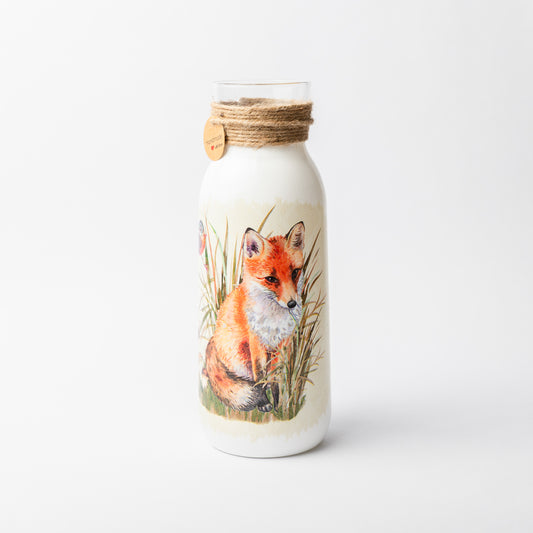 Fox design glass vase
