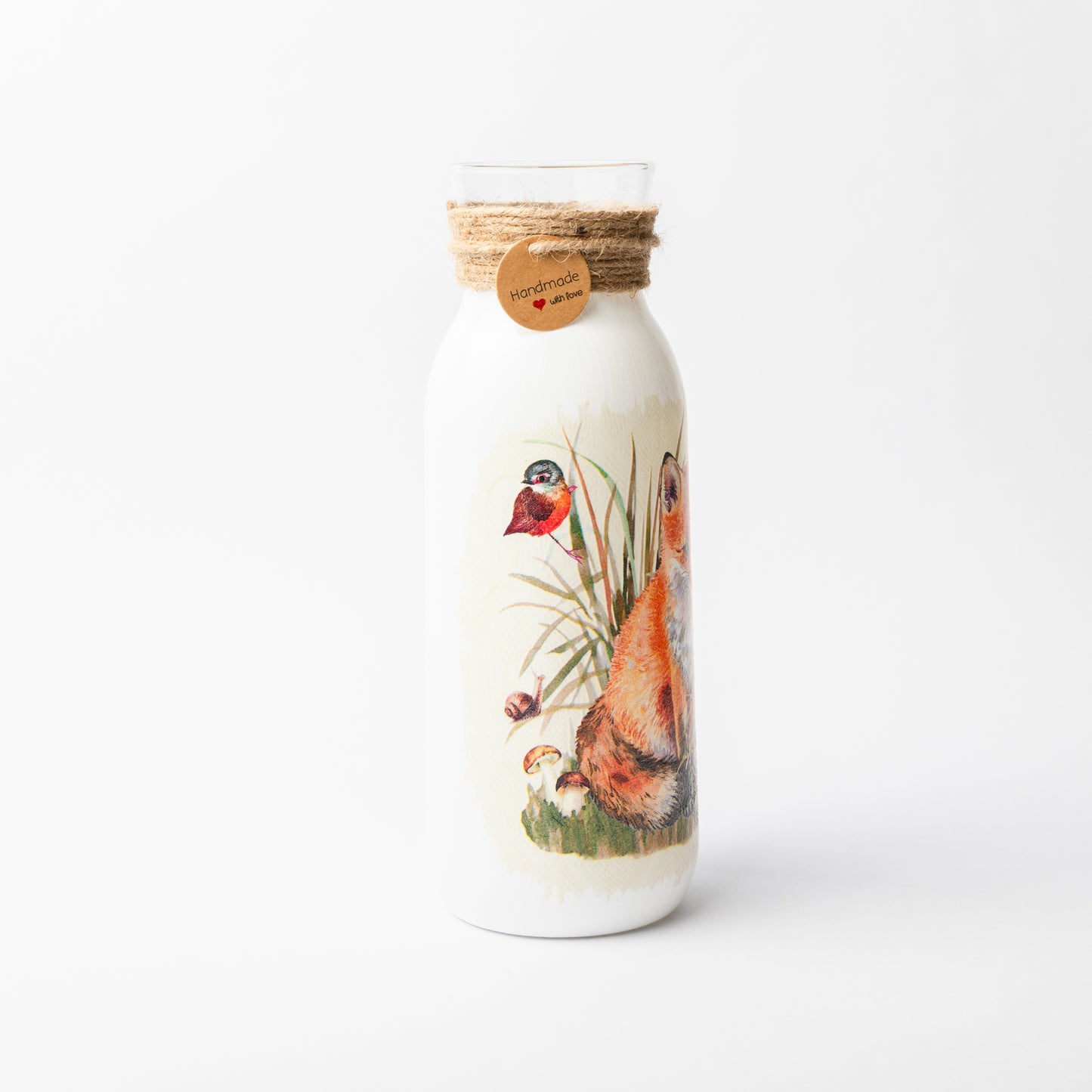 Fox design glass vase