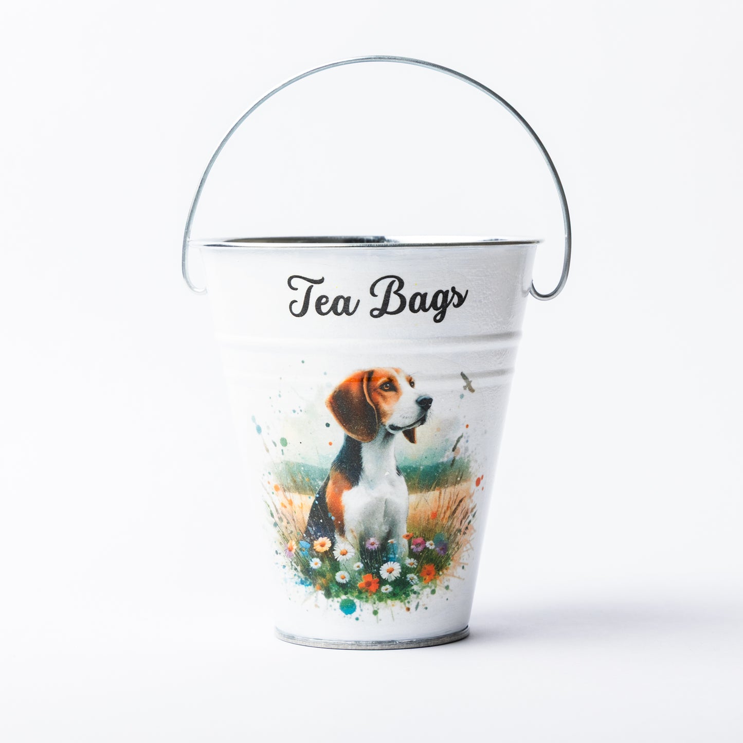 Foxhound design tea bag metal bucket