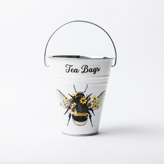 Bee design tea bag metal bucket