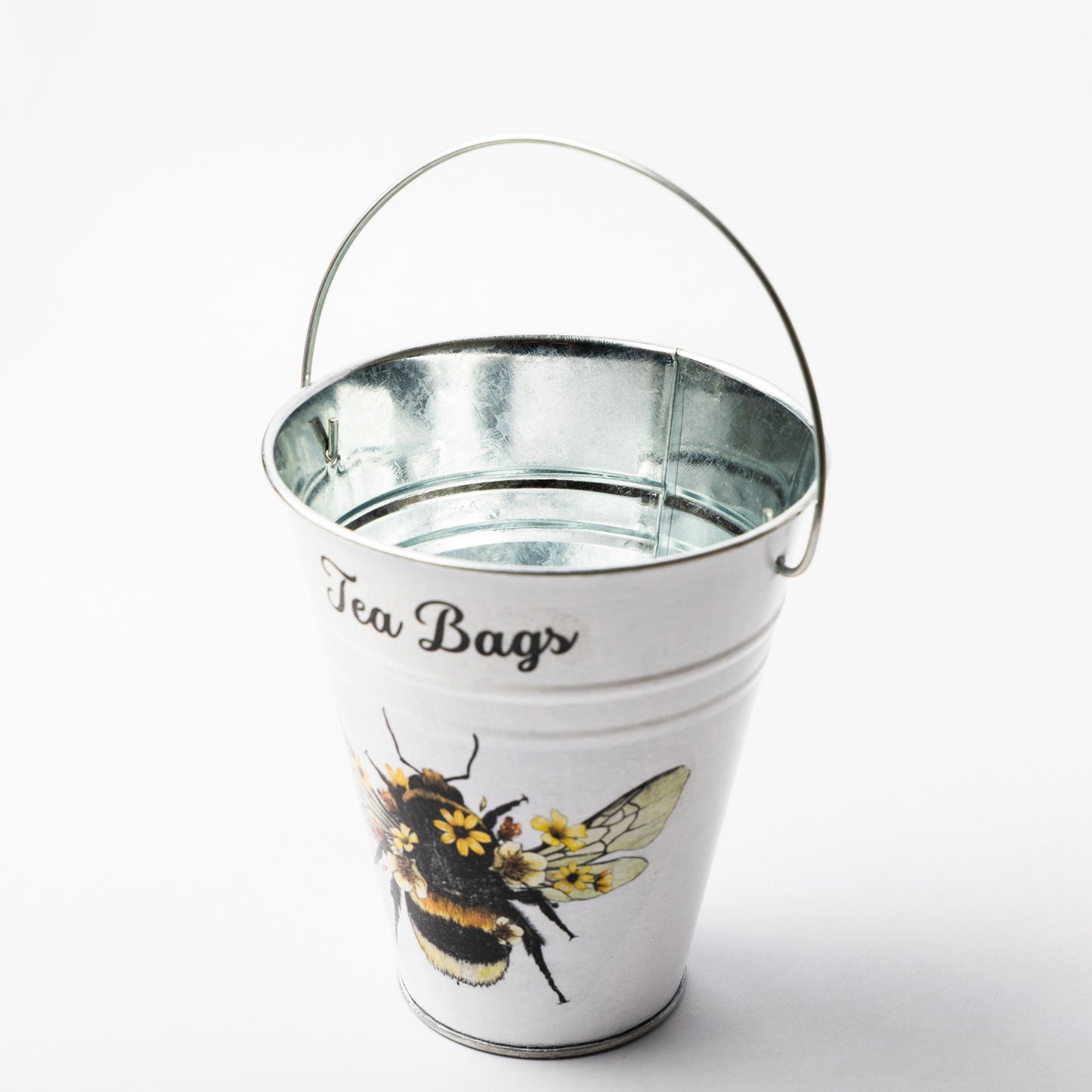 Bee design tea bag metal bucket