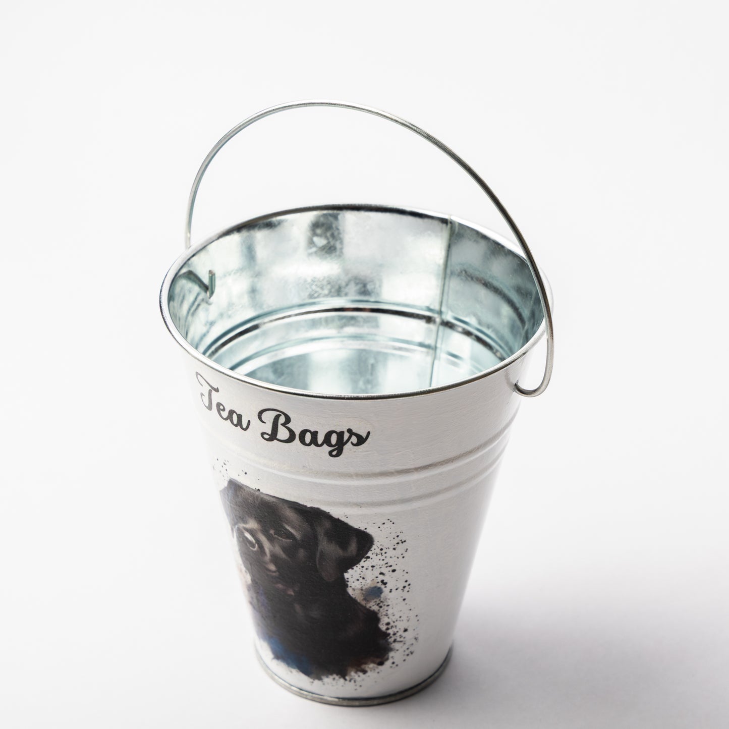 Labrador design tea bag metal bucket