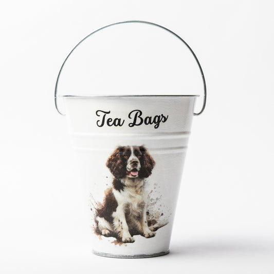 Springer Spaniel design tea bag metal bucket
