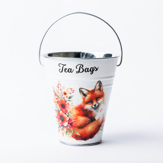 Fox design tea bag metal bucket