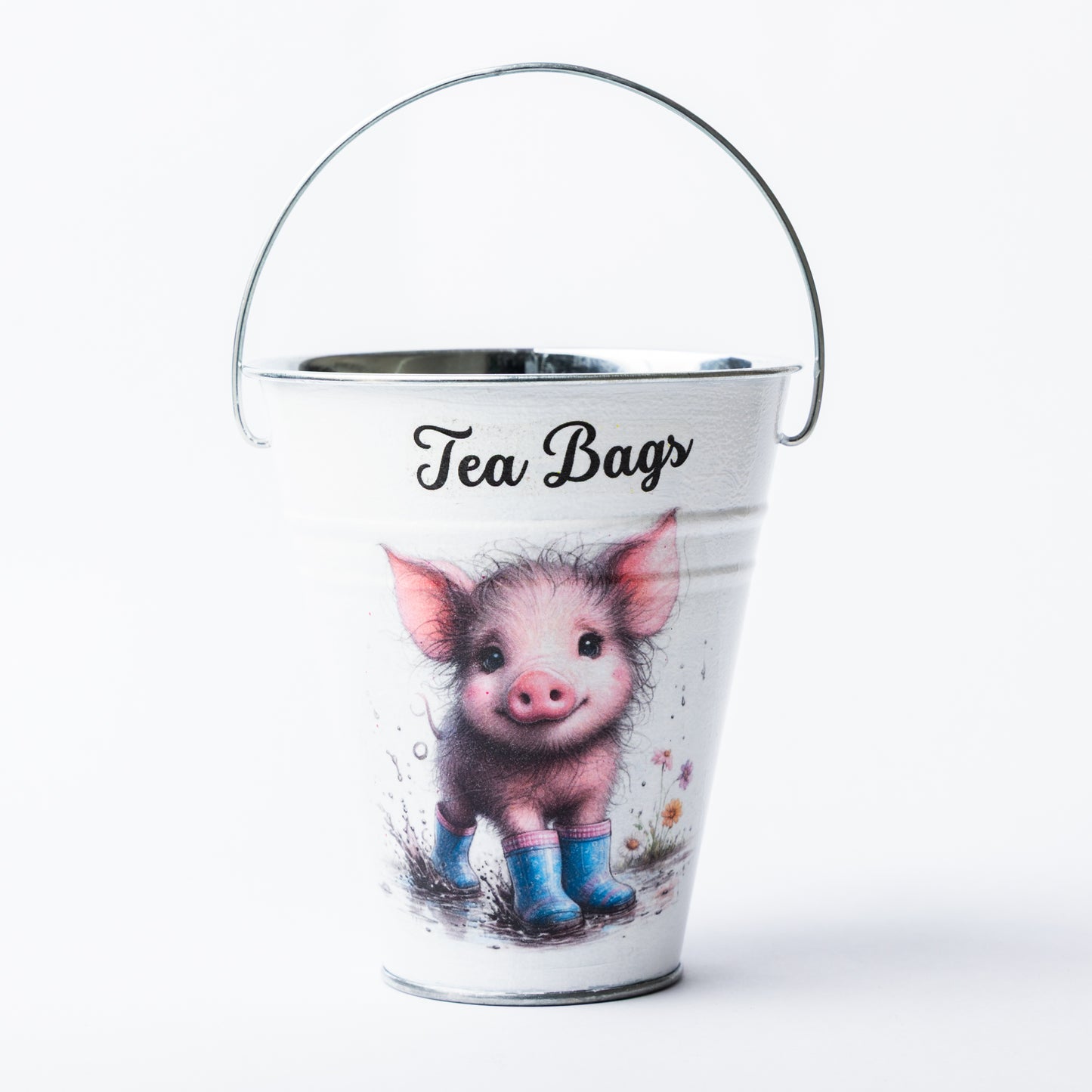 Piglet design tea bag metal bucket