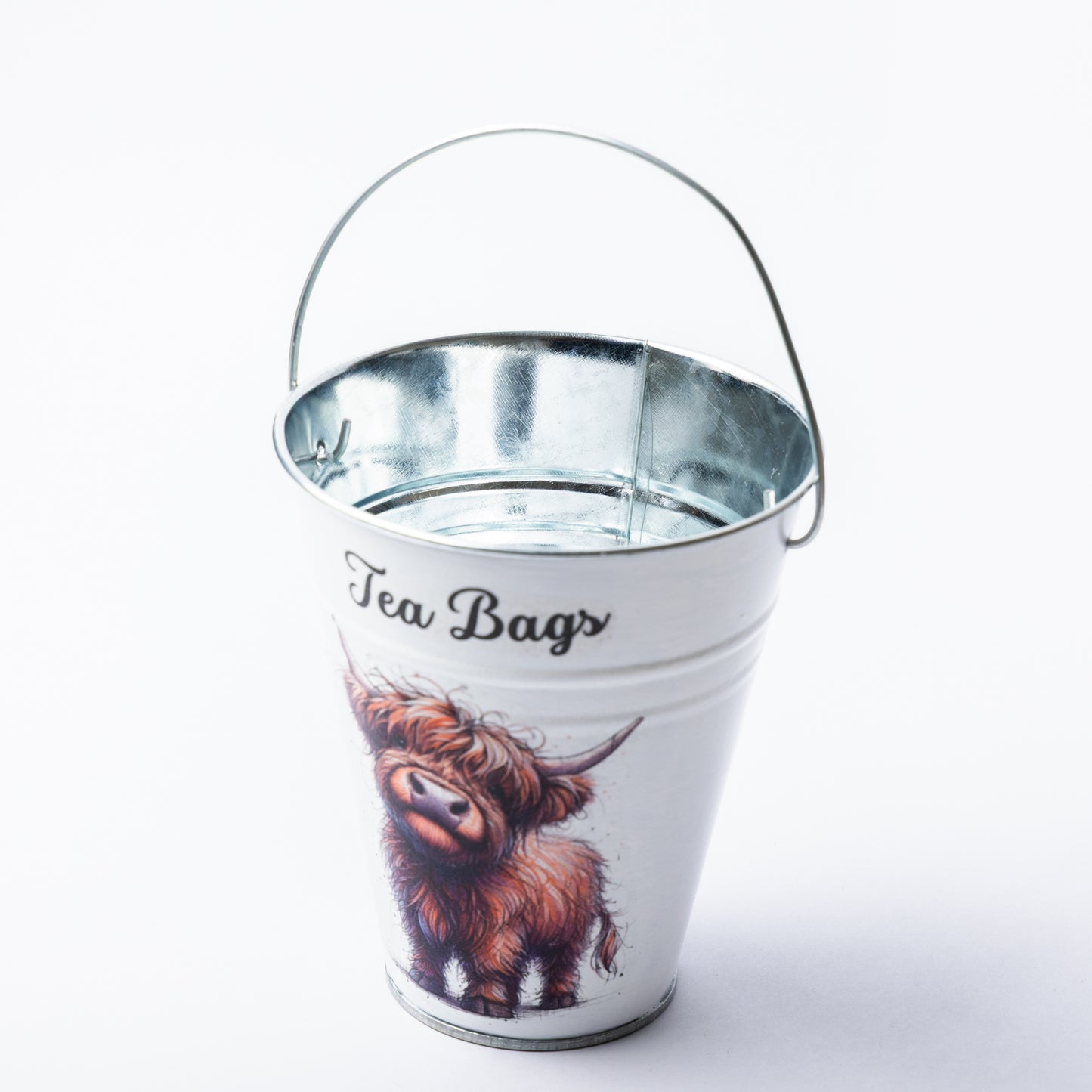 Highland Cow design tea bag metal bucket