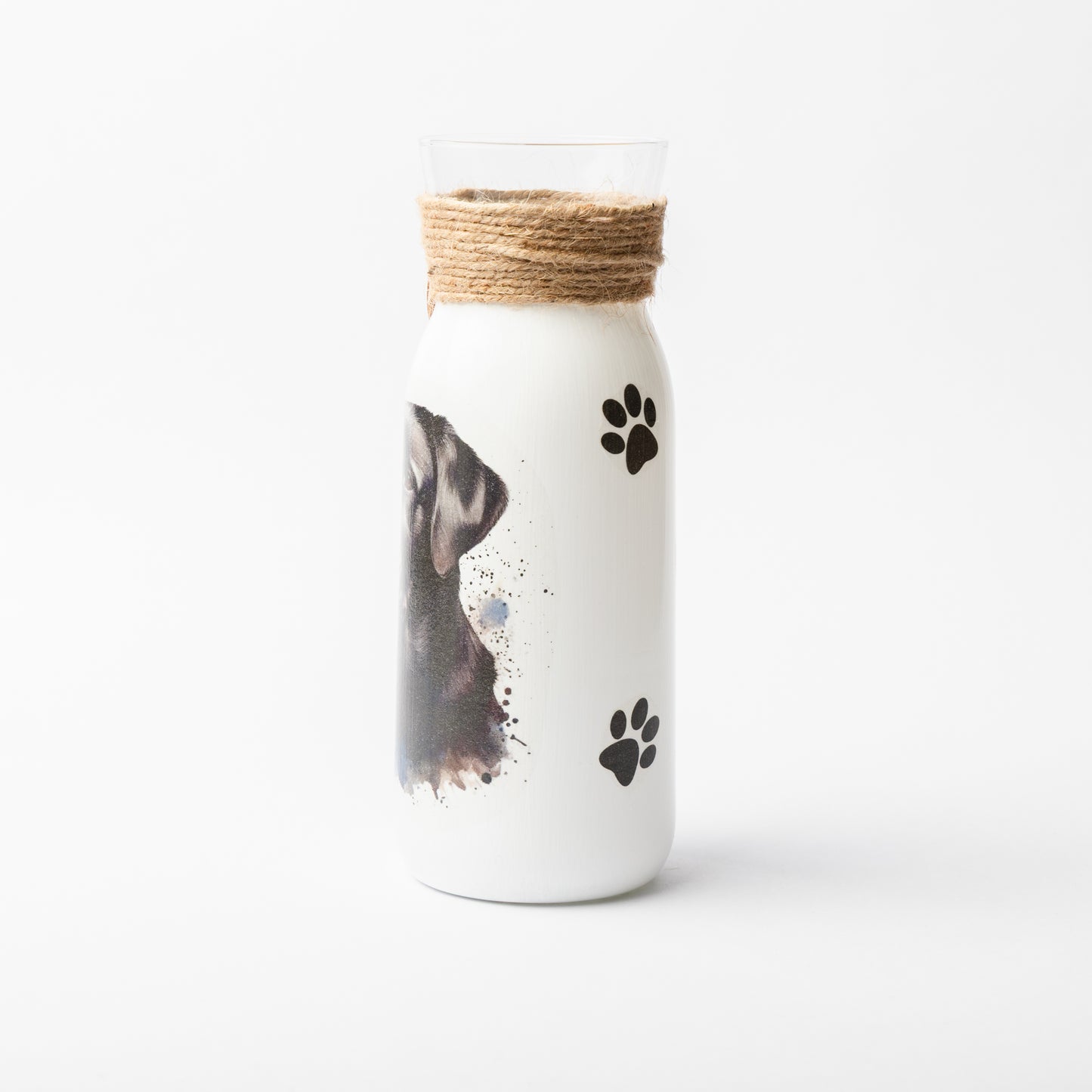 Black Labrador glass vase