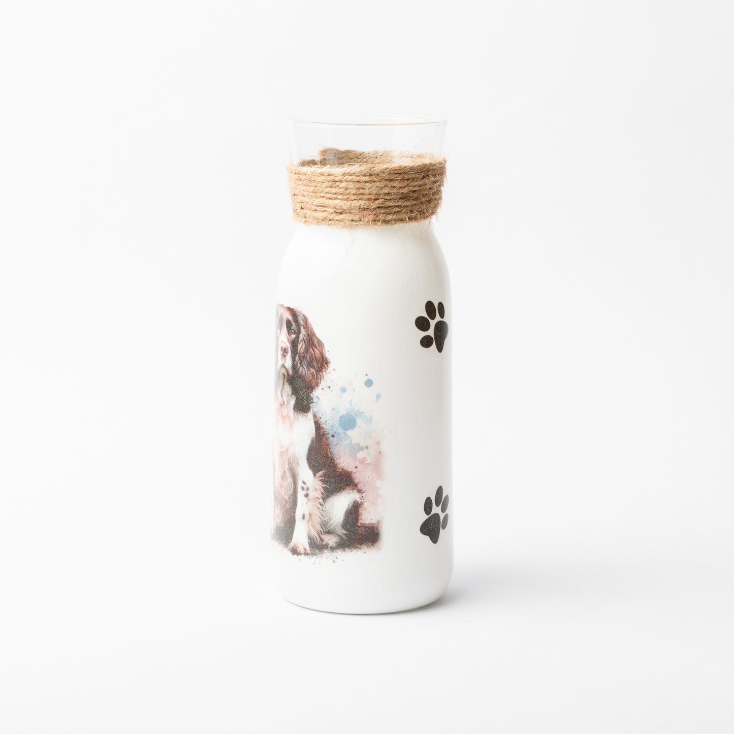 Springer Spaniel glass vase