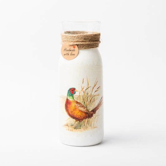 Pheasant glass vase