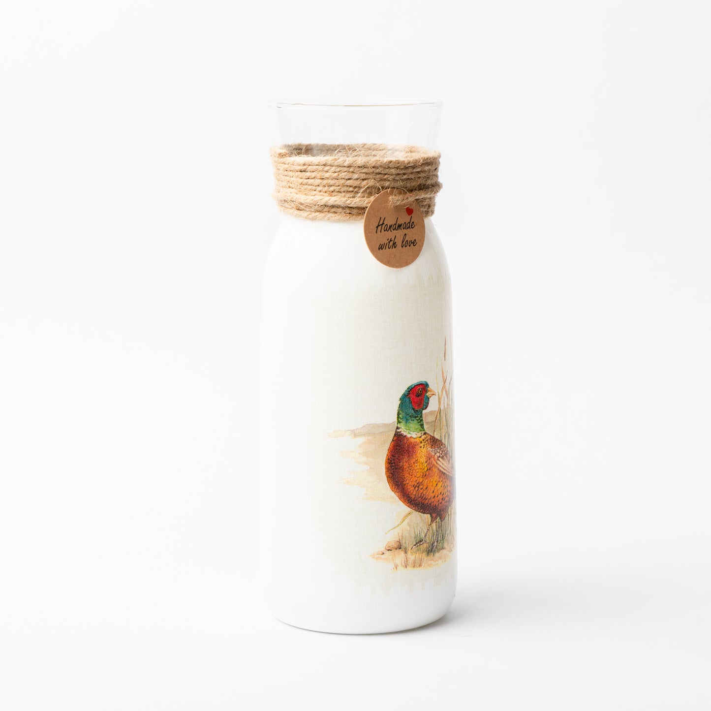 Pheasant glass vase