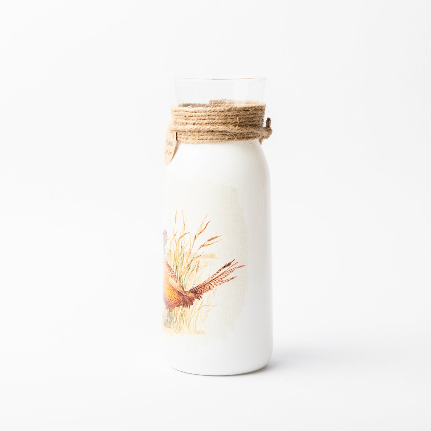 Pheasant glass vase